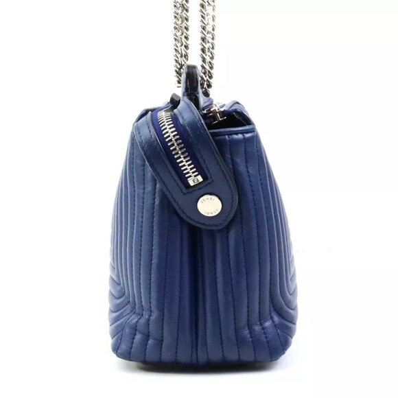 FENDI Dotcom Shoulder Bag Navy Blue/Silver Leather/Metal - Picture 2 of 13